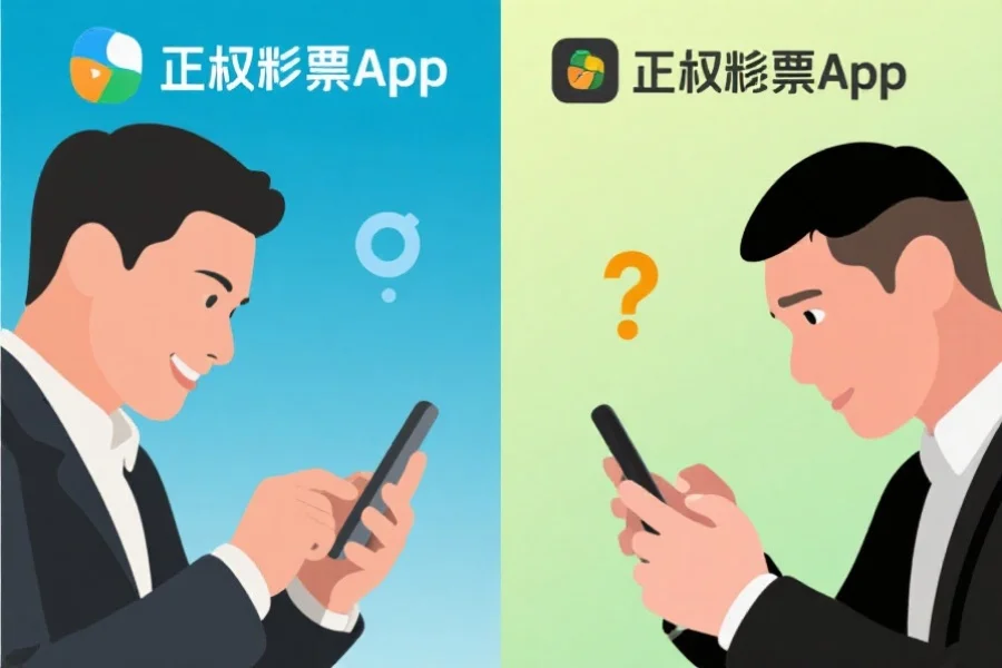 用户对比正规与假冒彩票应用